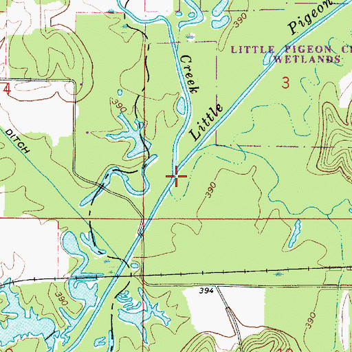 Topographic Map of Little Pigeon Creek, IN