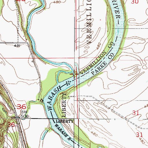 Topographic Map of Little Vermilion River, IN