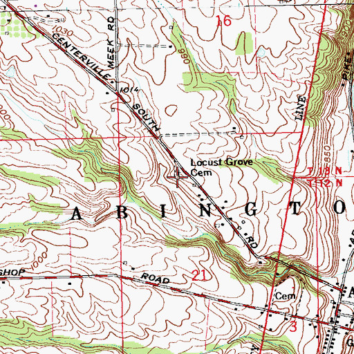 Topographic Map of Locust Grove Cemetery, IN