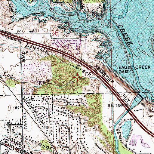 Topographic Map of Log Run, IN