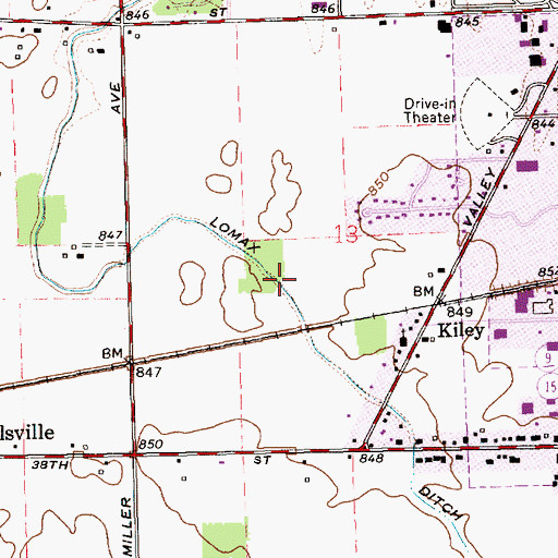 Topographic Map of Lomax Ditch, IN