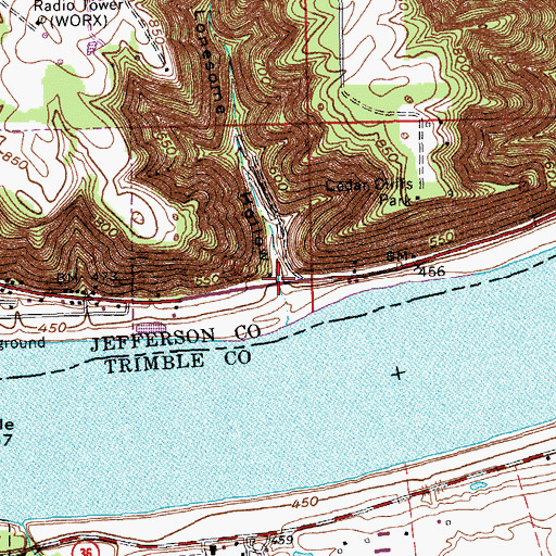 Topographic Map of Lonesome Hollow, IN
