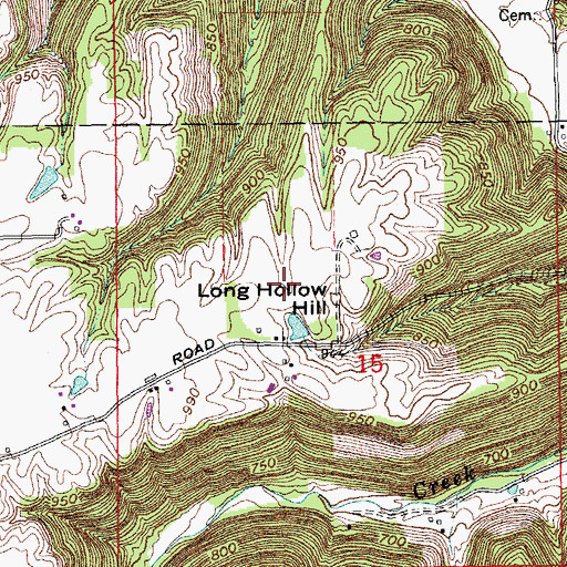 Topographic Map of Long Hollow Hill, IN
