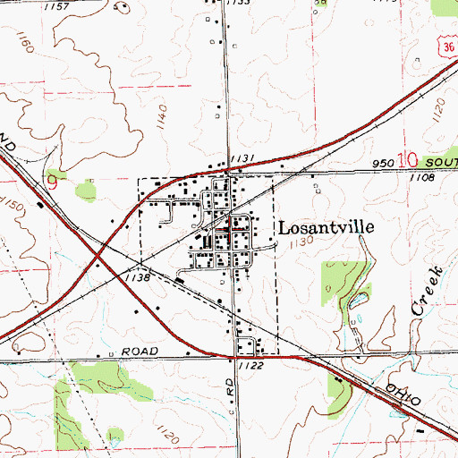 Topographic Map of Losantville, IN