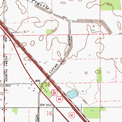 Topographic Map of Lucas Ditch, IN