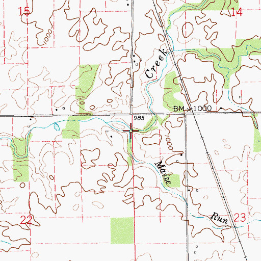 Topographic Map of Maize Run, IN