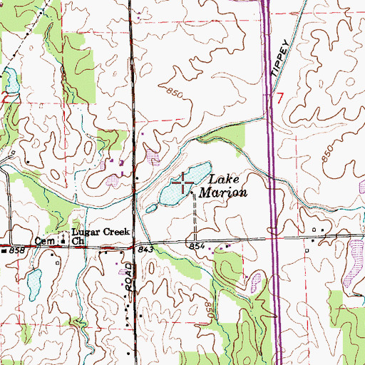 Topographic Map of Lake Marion, IN