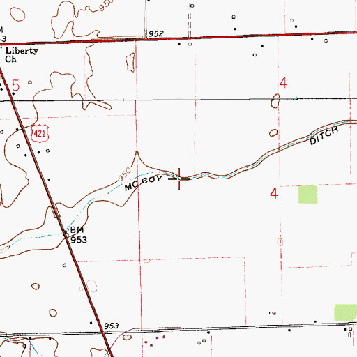 Topographic Map of McCoy Ditch, IN