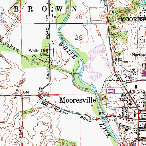 Topographic Map of McCracken Creek, IN