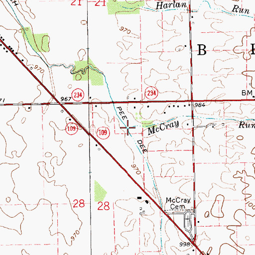 Topographic Map of McCray Run, IN