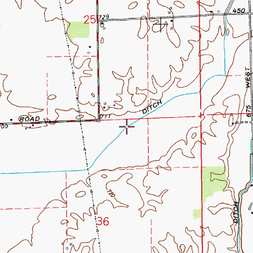 Topographic Map of McCue Medsker Ditch, IN