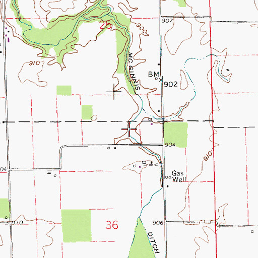 Topographic Map of McGinnis Ditch, IN