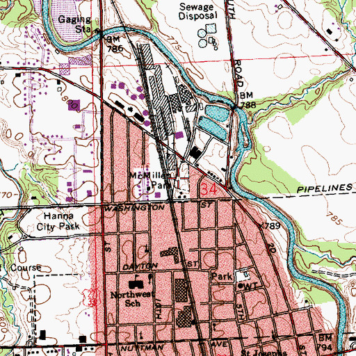 Topographic Map of McMillen Park, IN