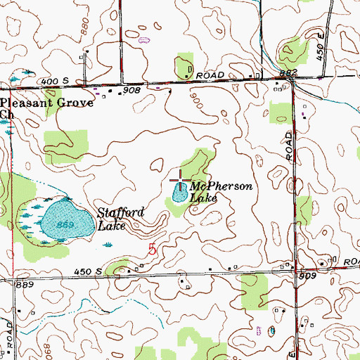 Topographic Map of McPherson Lake, IN