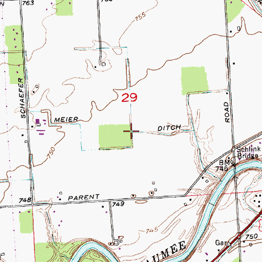 Topographic Map of Meier Ditch, IN
