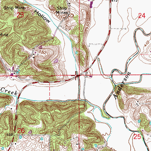 Topographic Map of Meinrad Hollow, IN