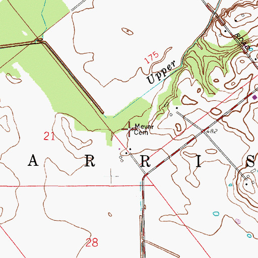 Topographic Map of Meyer Cemetery, IN