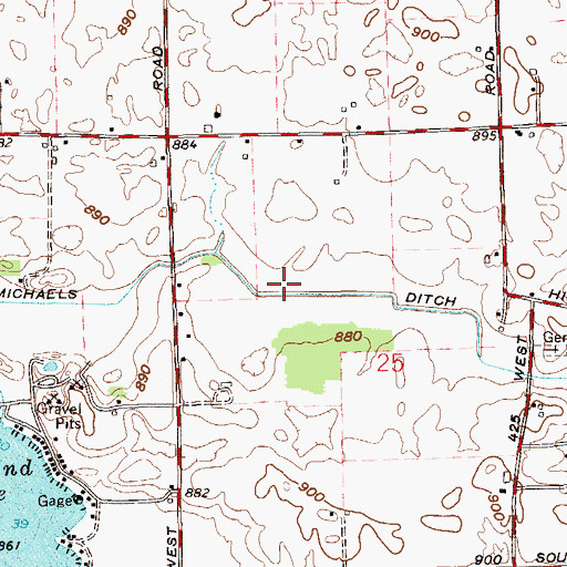 Topographic Map of Michaels Ditch, IN