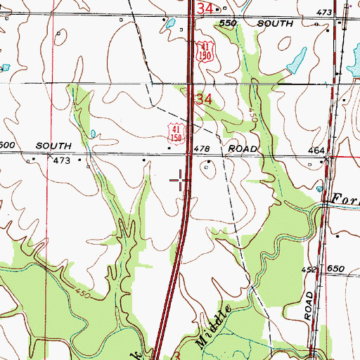 Topographic Map of Middle Fork Creek, IN