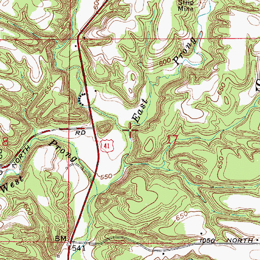 Topographic Map of Middle Prong Green Creek, IN