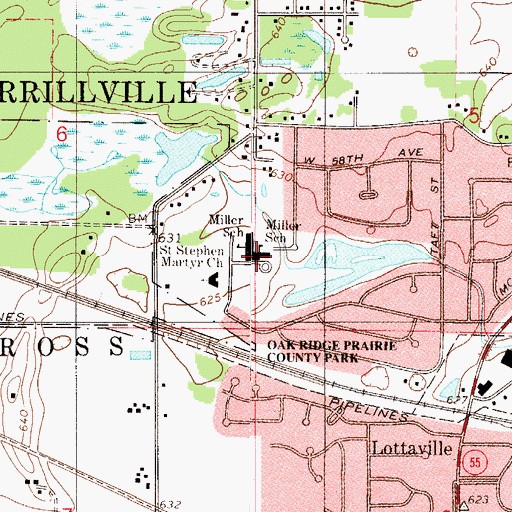 Topographic Map of Edgar L Miller Elementary School, IN