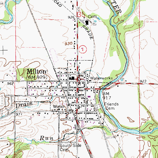 Topographic Map of Milton, IN