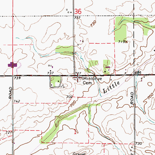 Topographic Map of Mintonye Cemetery, IN