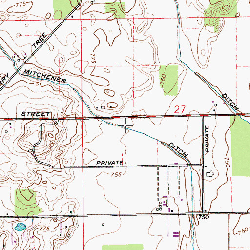 Topographic Map of Mitchner Ditch, IN