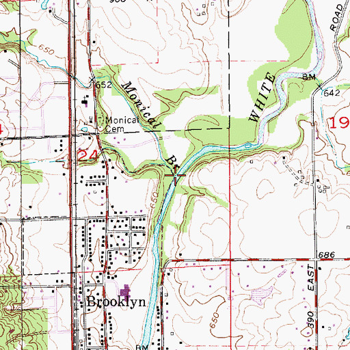 Topographic Map of Monical Branch, IN