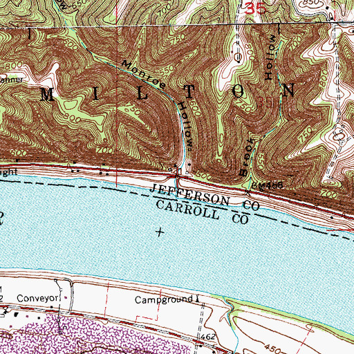 Topographic Map of Monroe Hollow, IN