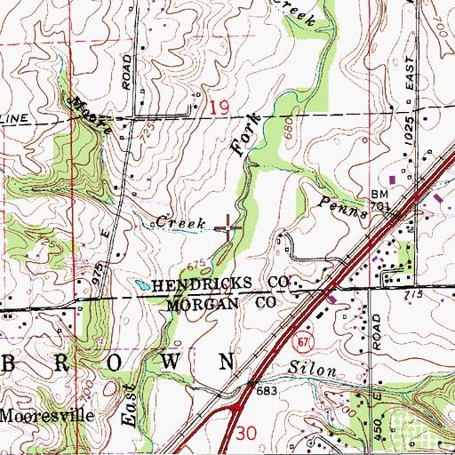 Topographic Map of Moore Creek, IN