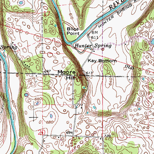 Topographic Map of Moore Hill, IN