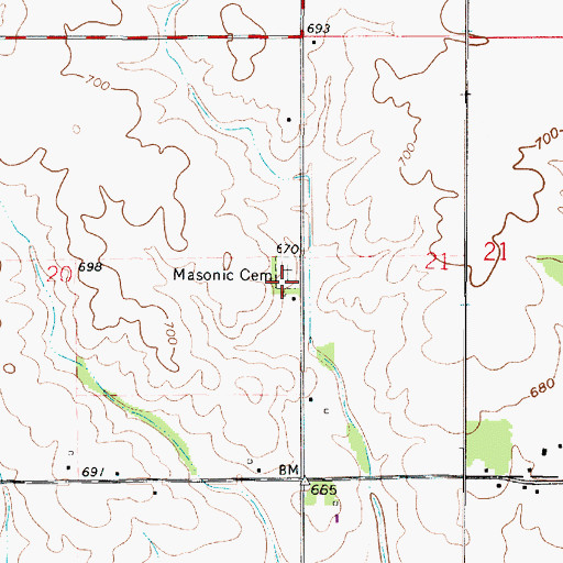 Topographic Map of Masonic Cemetery, IN