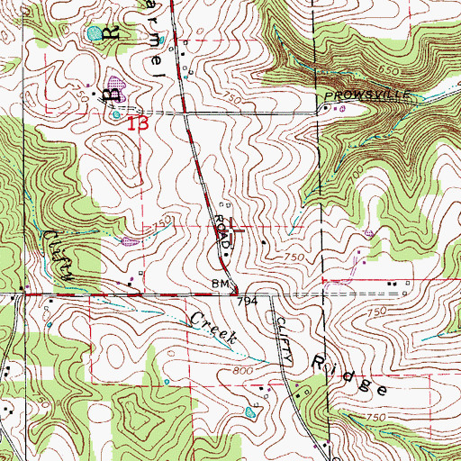 Topographic Map of Mount Carmel Ridge, IN