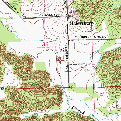 Topographic Map of Mount Eden Church, IN