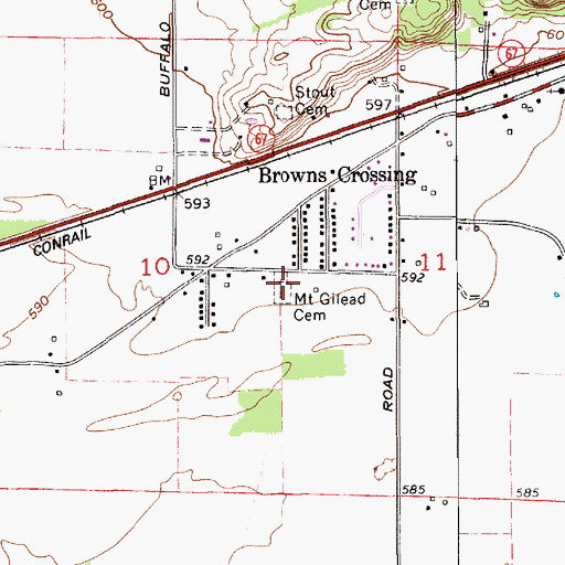 Topographic Map of Mount Gilead Cemetery, IN