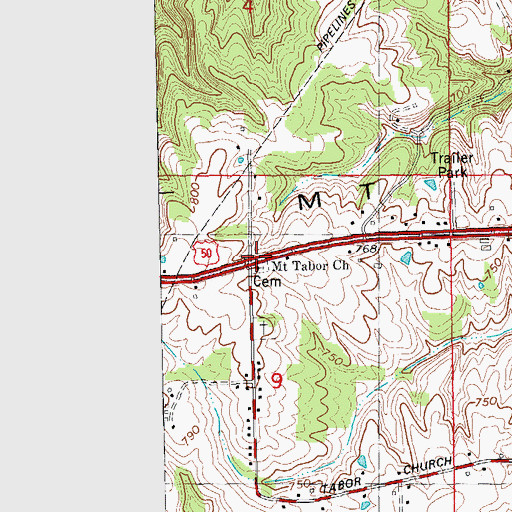 Topographic Map of Mount Tabor Church Cemetery, IN