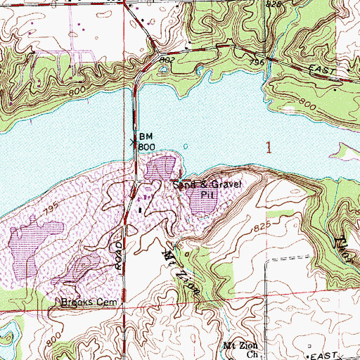Topographic Map of Mount Zion Branch, IN