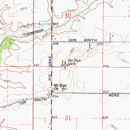 Topographic Map of Buswell Cemetery, IN