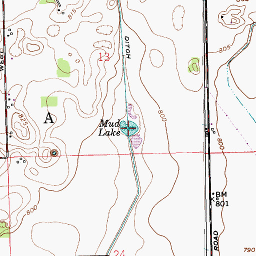 Topographic Map of Mud Lake, IN