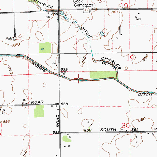 Topographic Map of Myerly Hobbs Ditch, IN