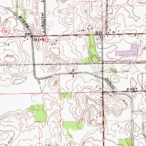 Topographic Map of Myers Ditch, IN