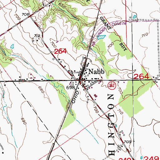 Topographic Map of Nabb, IN