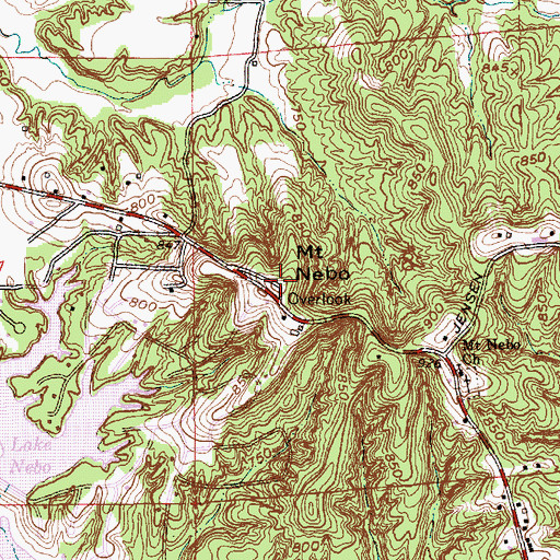 Topographic Map of Mount Nebo, IN