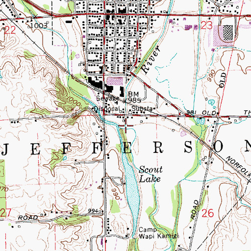 Topographic Map of Nettle Creek, IN