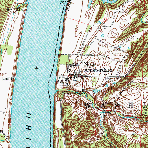 Topographic Map of New Amsterdam, IN