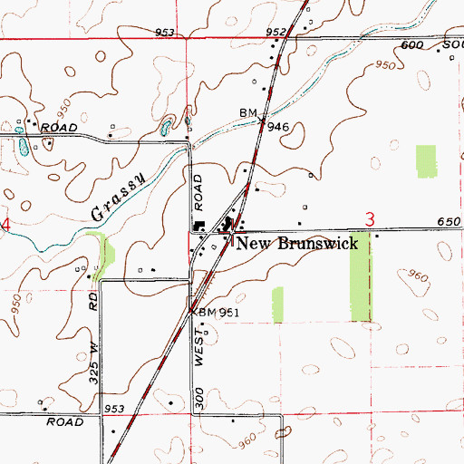 Topographic Map of New Brunswick, IN