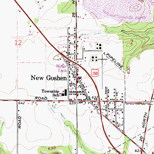 Topographic Map of New Goshen, IN