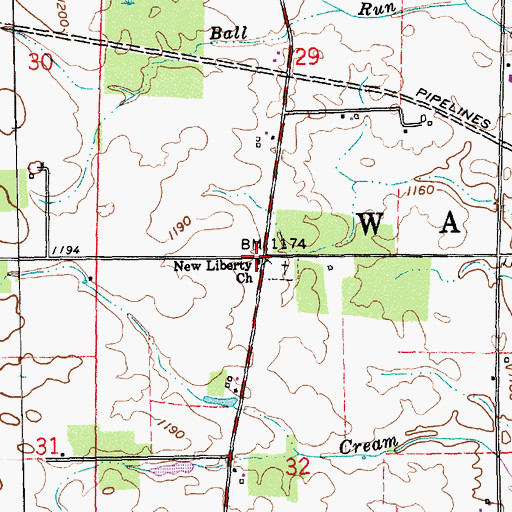 Topographic Map of New Liberty Church, IN