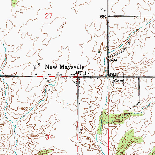 Topographic Map of New Maysville, IN